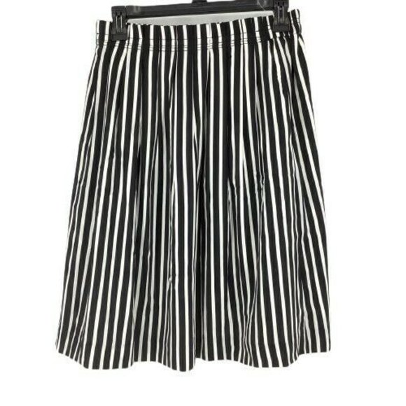 J. Crew Dresses & Skirts - J Crew Women's Size 6 Striped Pleated Skirt Pockets Knee Length Black/White